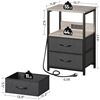 Image 2 : 1 Bedside Table/Nightstand with Charging Station & LED Lights; 2-Drawer End Table - New