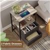 Image 6 : 1 Bedside Table/Nightstand with Charging Station & LED Lights; 2-Drawer End Table - New