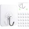 Image 1 : 4 Boxes of Transparent Multi-Purpose Adhesive Wall Hooks (15 Hooks Per Pack) - New