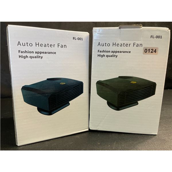 2 Auto Heater Fans/Portable Car Heaters (12V) Great for Defrosting/Defogging Vehicles - New