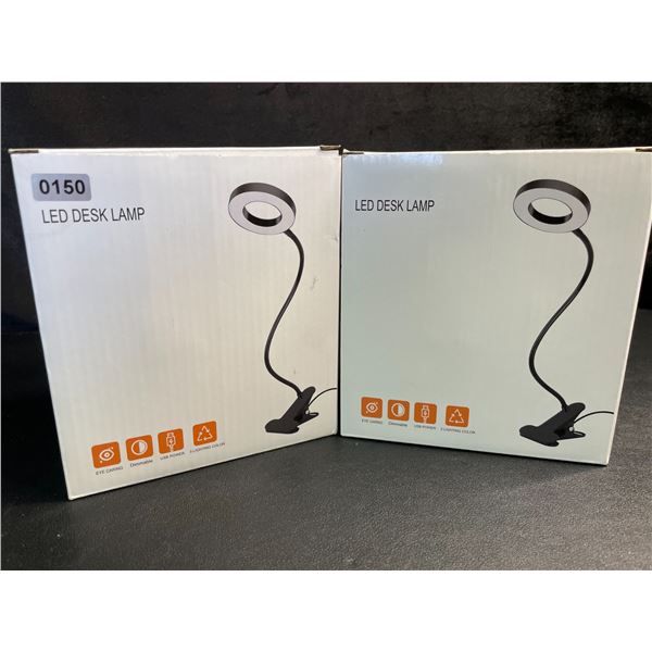 2 LED Flexible Clamp-On Desk Lamps/Lights - USB-Powered - Brand New