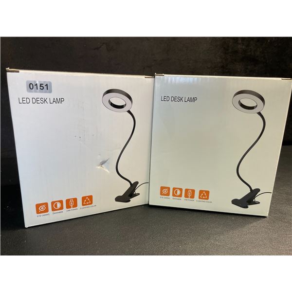 2 LED Flexible Clamp-On Desk Lamps/Lights - USB-Powered - Brand New