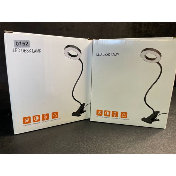 2 LED Flexible Clamp-On Desk Lamps/Lights - USB-Powered - Brand New