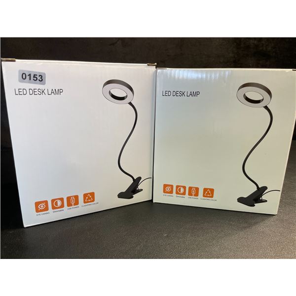 2 LED Flexible Clamp-On Desk Lamps/Lights - USB-Powered - Brand New