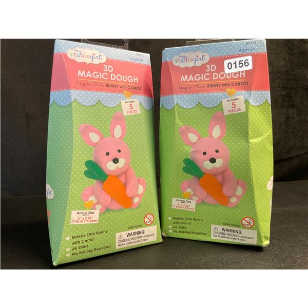 2 3D Magic Dough Playsets - Easy to Make Bunny with Carrot - New