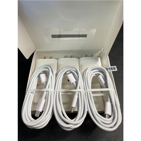 3-Pack of Fast-Chargers for Apple Devices (Lightning to USB-C) with 20W Fast-Charge Blocks - New