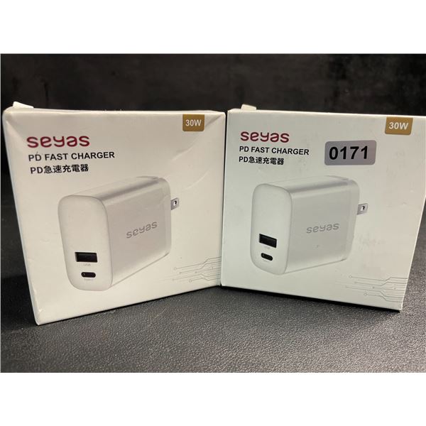 2 Seyas 30W PD Fast Charging Blocks - USB-C & USB-A Port - New