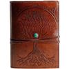 Image 1 : 2 Leather Tree of Life Journals/Writing Notebooks (8" x 6") Refillable Lined Writing Pads - New