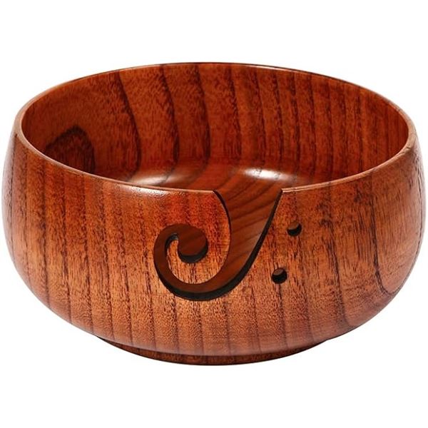 2 Wooden Yarn Bowls/Knitting Yarn Bowls (6" x 3") Handmade Rounded Edge Yarn Holder Bowls - New