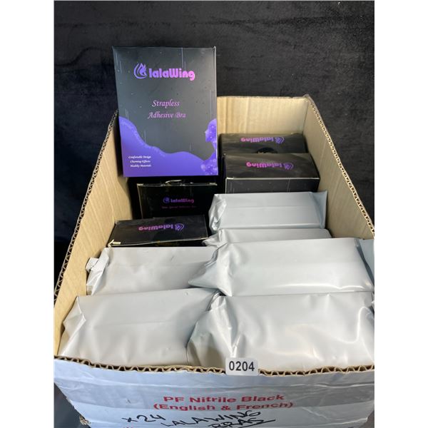 Box of 24 Assorted Sized LalaWing Strapless Adhesive Bras for Women - New