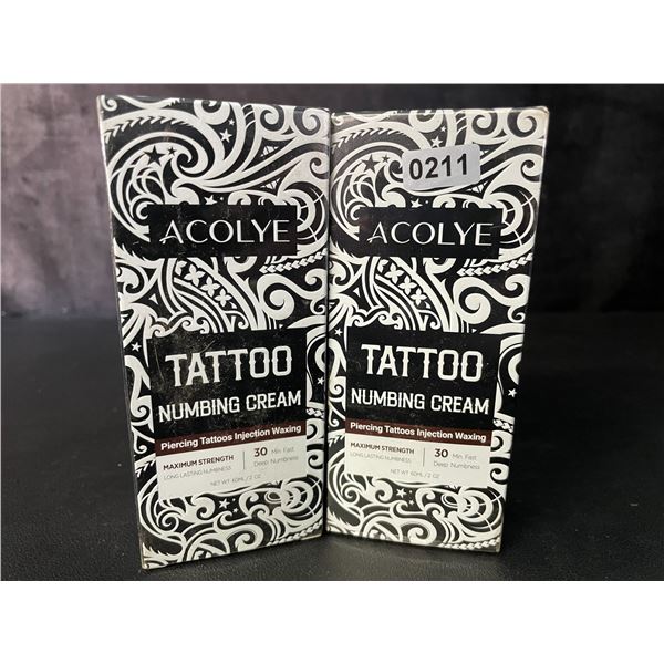 2 Boxes of Acolye Tattoo Numbing Creams - Max Strength/Long-Lasting Numbness (60ml) - New Sealed