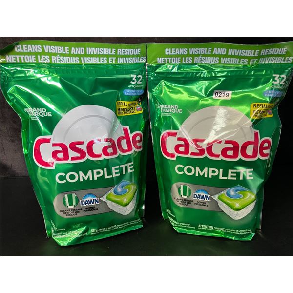 2 Bags of Cascade Complete Fresh Scent w/ Dawn Dishwasher Pods (32 Pods Each) - New