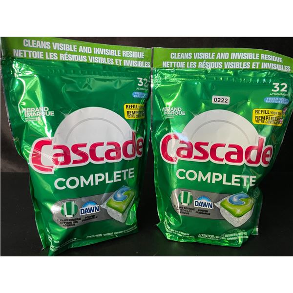 2 Bags of Cascade Complete Fresh Scent w/ Dawn Dishwasher Pods (32 Pods Each) - New