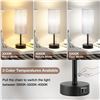 Image 6 : Set of 2 Grey Table Lamps with Charging Port Base - Bulbs Included - Brand New