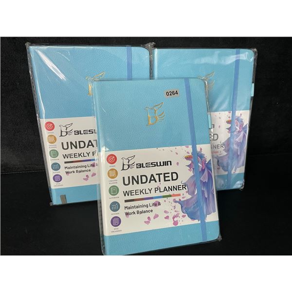 3 Undated Weekly Planner Notebooks - Sky Blue - Brand New