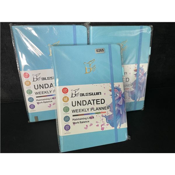 3 Undated Weekly Planner Notebooks - Sky Blue - Brand New