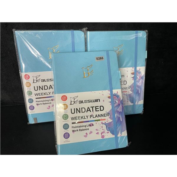 3 Undated Weekly Planner Notebooks - Sky Blue - Brand New