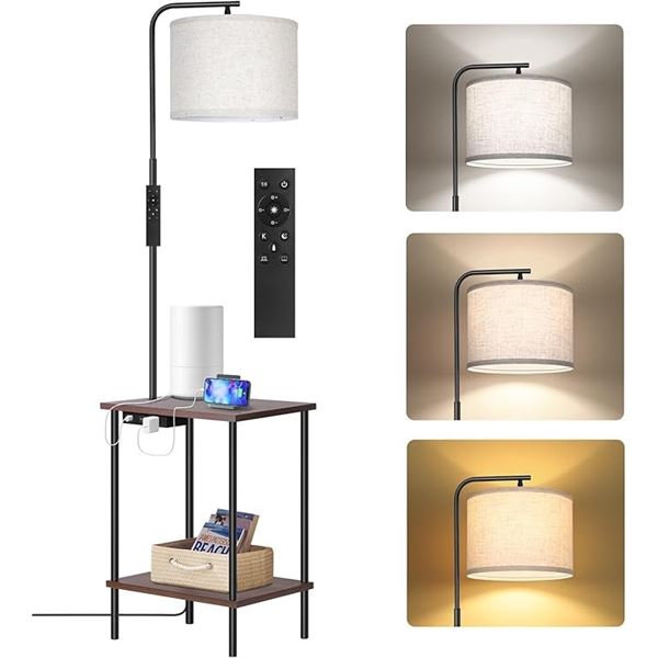 Outon Modern Floor Lamp with Table & Drawer - New in Box (Assembly Req'd)