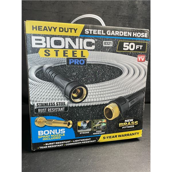 50FT Bionic Steel Pro Heavy-Duty Steel Garden Hose with Spray Nozzle - Brand New!