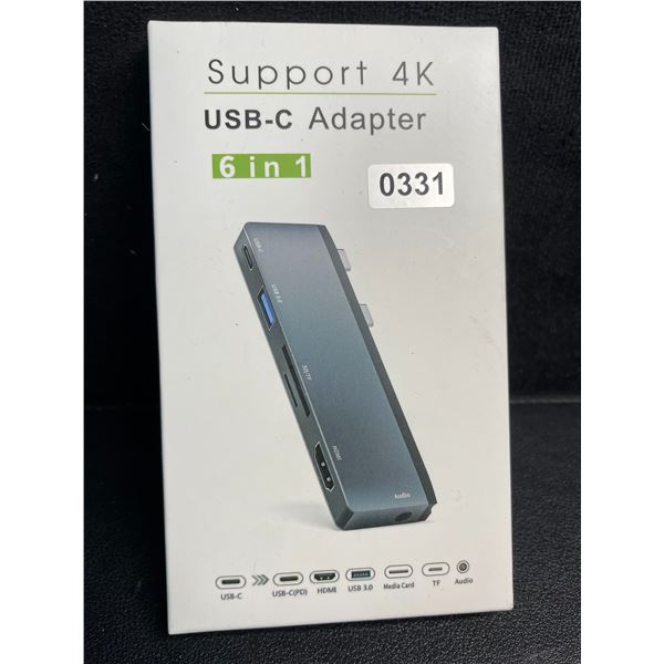 1 6-in-1 USB-C Hub/Adapter - Supports 4K - New