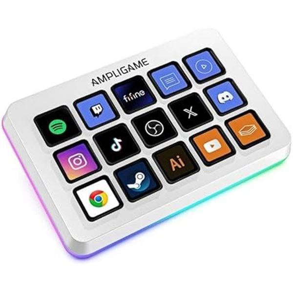 1 Fifine Ampligame D6 Stream Controller with 15 Macro Keys; Streaming Keyboard Deck - New