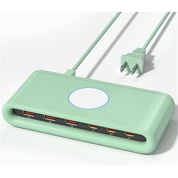 1 VPSUN 80W 6-Port USB-C Charging Station for Multiple Devices; USB-C Fast Charger - New