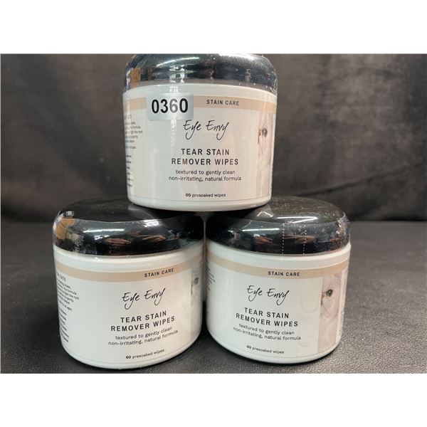 3 Eye Envy Tear Stain Remover Wipes for Cats - 60 Presoaked Wipes Each - New