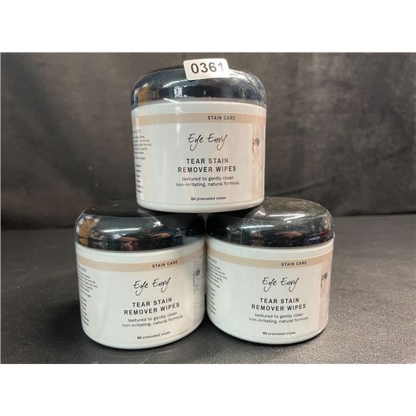 3 Eye Envy Tear Stain Remover Wipes for Cats - 60 Presoaked Wipes Each - New