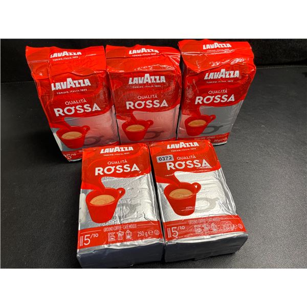 5 Bags of Lavazza Qualita Rossa Ground Coffee (250g Each) - New