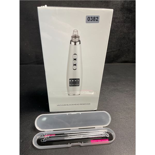 1 Electric Vacuum Blackhead Remover Skin Tool with Acne/Pimple Popper Metal Tools - New