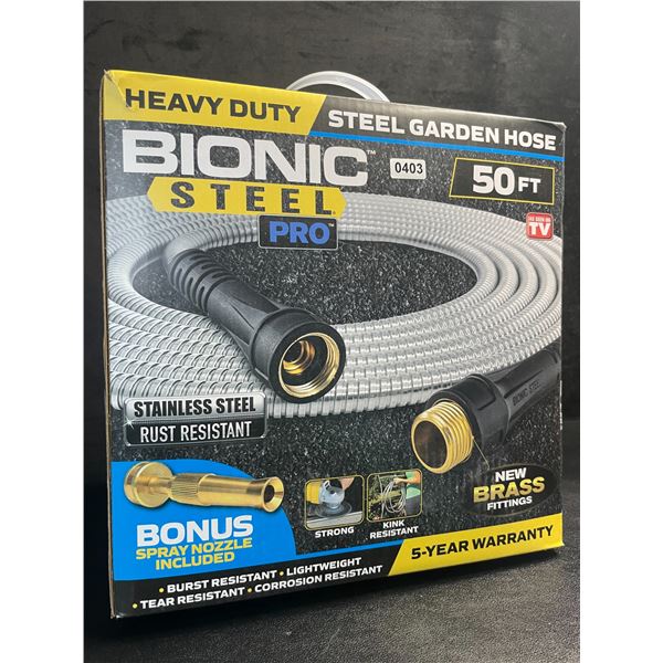 50FT Bionic Steel Pro Heavy-Duty Steel Garden Hose with Spray Nozzle - Brand New!