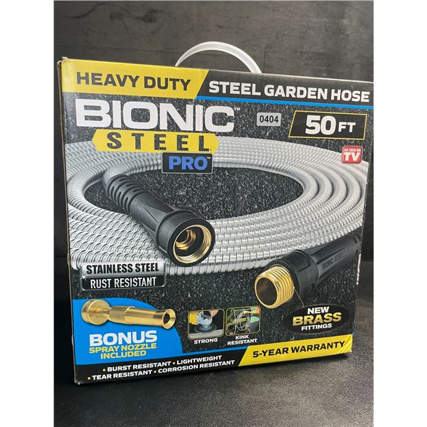 50FT Bionic Steel Pro Heavy-Duty Steel Garden Hose with Spray Nozzle - Brand New!