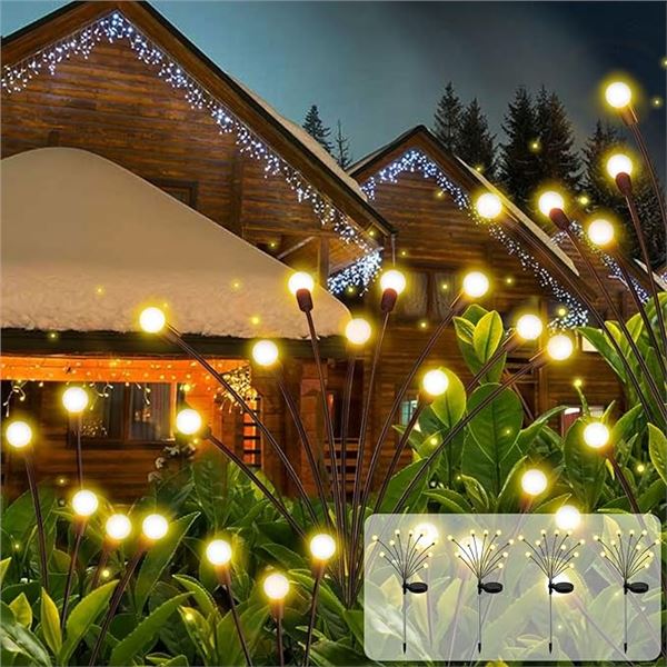 4-Pack of LED Solar Garden Decorative Lights for Outdoors - Waterproof Solar Outdoor Lights - New