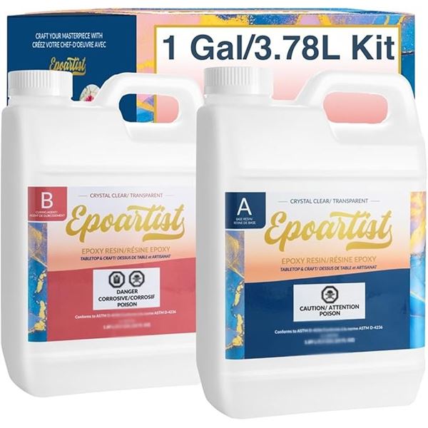 Epoartist Epoxy Resin 1 Gallon (3.78L) Kit - Crystal Clear Tabletop/Crafting Epoxy Resin - New