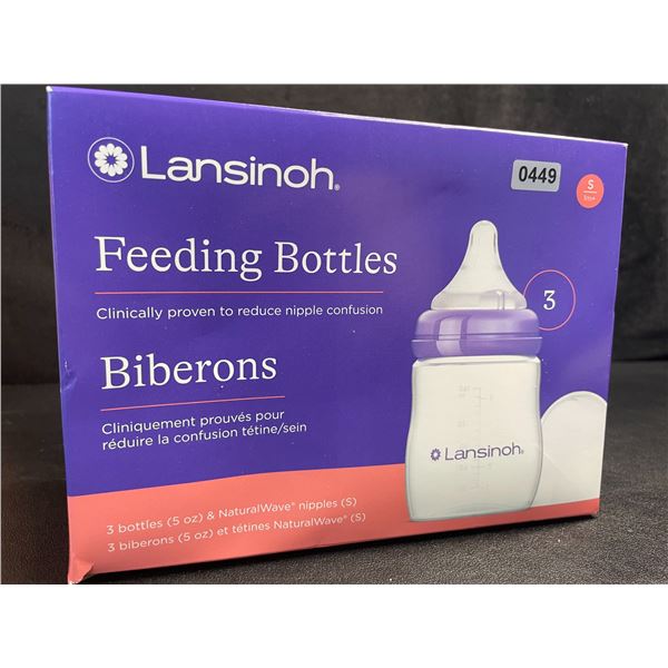 Lansinoh 3-Pack of Baby Feeding Bottles (5oz) with NaturalWave Nipples - New