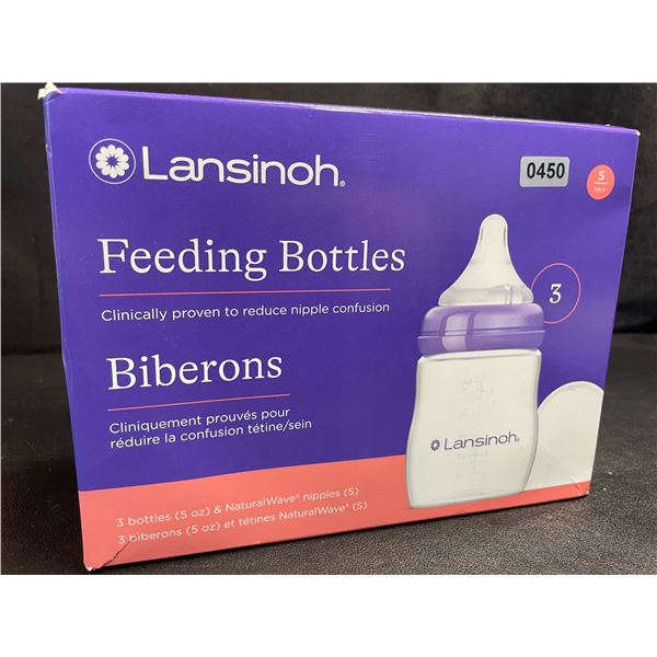Lansinoh 3-Pack of Baby Feeding Bottles (5oz) with NaturalWave Nipples - New