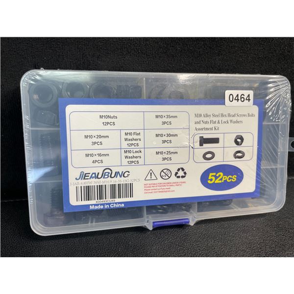 52-Pack of M10 Alloy Steel Assorted Hex Head Screws, Bolts and Nuts - New