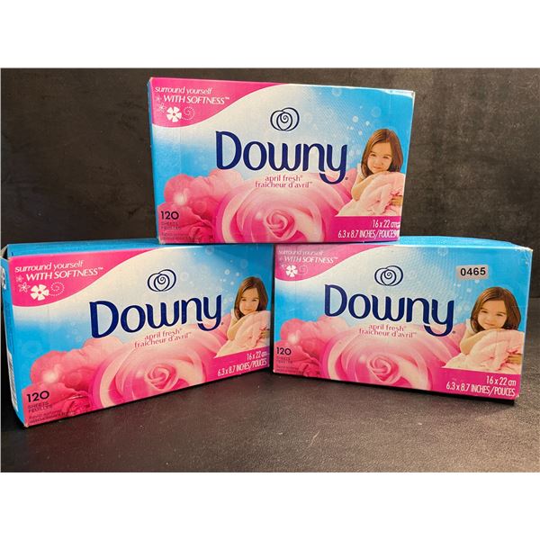 3 Downy April Fresh Dryer Sheets/Fabric Softener Sheets (120 Sheets Each) - New