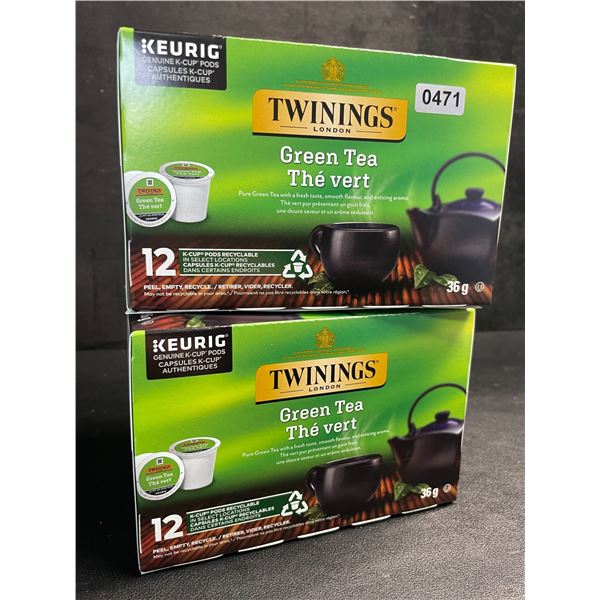 2 Boxes of Twinnings London Green Tea K-Cup Keurig Pods (12 Pods Each) - New
