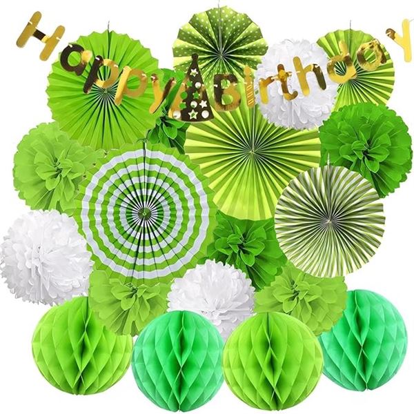 2 Green Paper Lantern/Birthday/Party Decoration Kits - Brand New