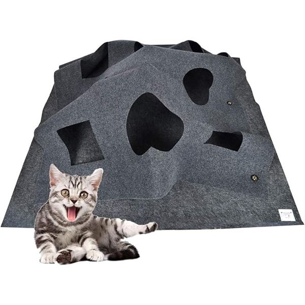 1 Cat Activity Play Mat - Collapsible Pet Rug/Scratching/Grooming Bed Mat - New