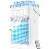 Image 1 : 1 Portable Air Cooler/Cooling Fan with 7 Lights; 3 Mist & 3 Fan Speeds (1100mL Tank) - New