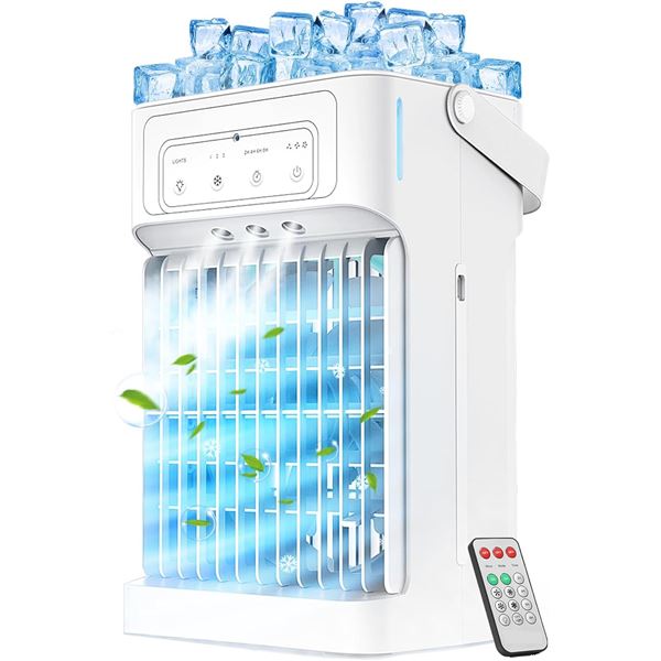 1 Portable Air Cooler/Cooling Fan with 7 Lights; 3 Mist 