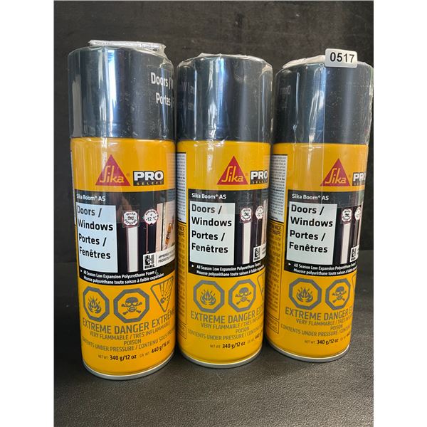 3 Cans of Sika All-Season Low Expansion Polyurethane Foam (340g) for Doors/Windows - New