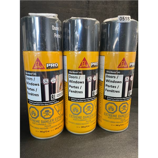 3 Cans of Sika All-Season Low Expansion Polyurethane Foam (340g) for Doors/Windows - New