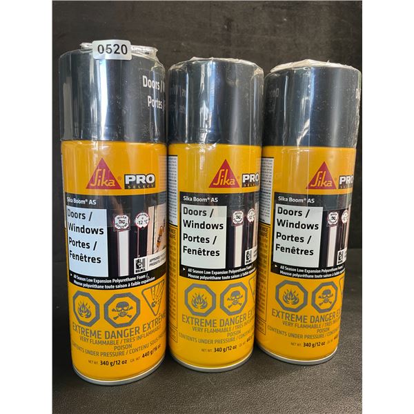 3 Cans of Sika All-Season Low Expansion Polyurethane Foam (340g) for Doors/Windows - New