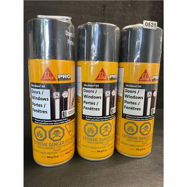 3 Cans of Sika All-Season Low Expansion Polyurethane Foam (340g) for Doors/Windows - New