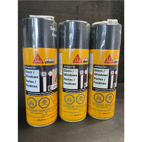 3 Cans of Sika All-Season Low Expansion Polyurethane Foam (340g) for Doors/Windows - New
