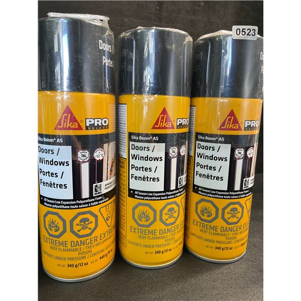 3 Cans of Sika All-Season Low Expansion Polyurethane Foam (340g) for Doors/Windows - New