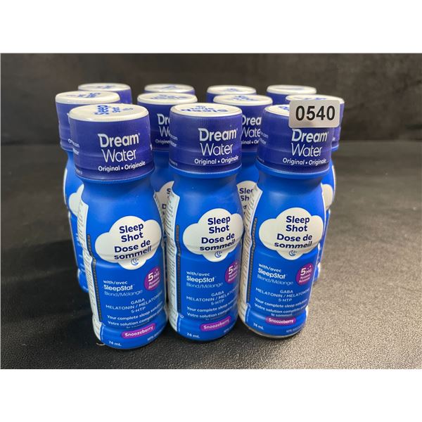 Dream Water Sleep Aid Shots/Drinks - 5Mg Melatonin - 11 x 74ml Bottles; Snoozeberry Flavor - New